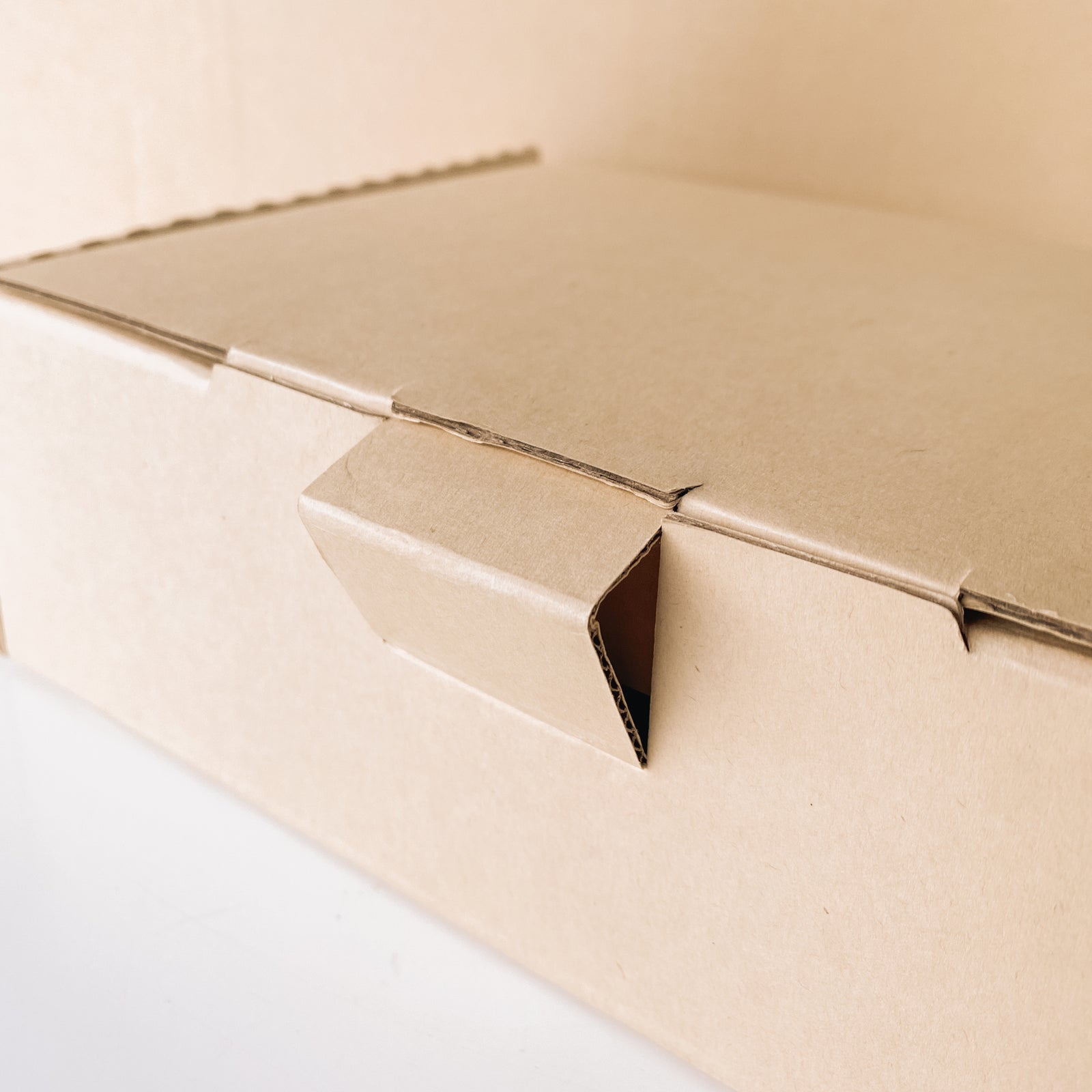 Close up of a brown Better Packaging Bamboo box clasp