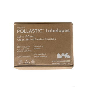 Cardboard box containing Better Pacakging POLLAST!C labelopes